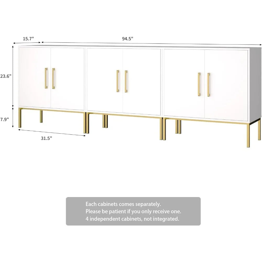 Set of 3 Accent Storage Cabinet with Doors and Adjustable Shelf, Freestanding Modern Sideboard Buffet Cabinet for Office