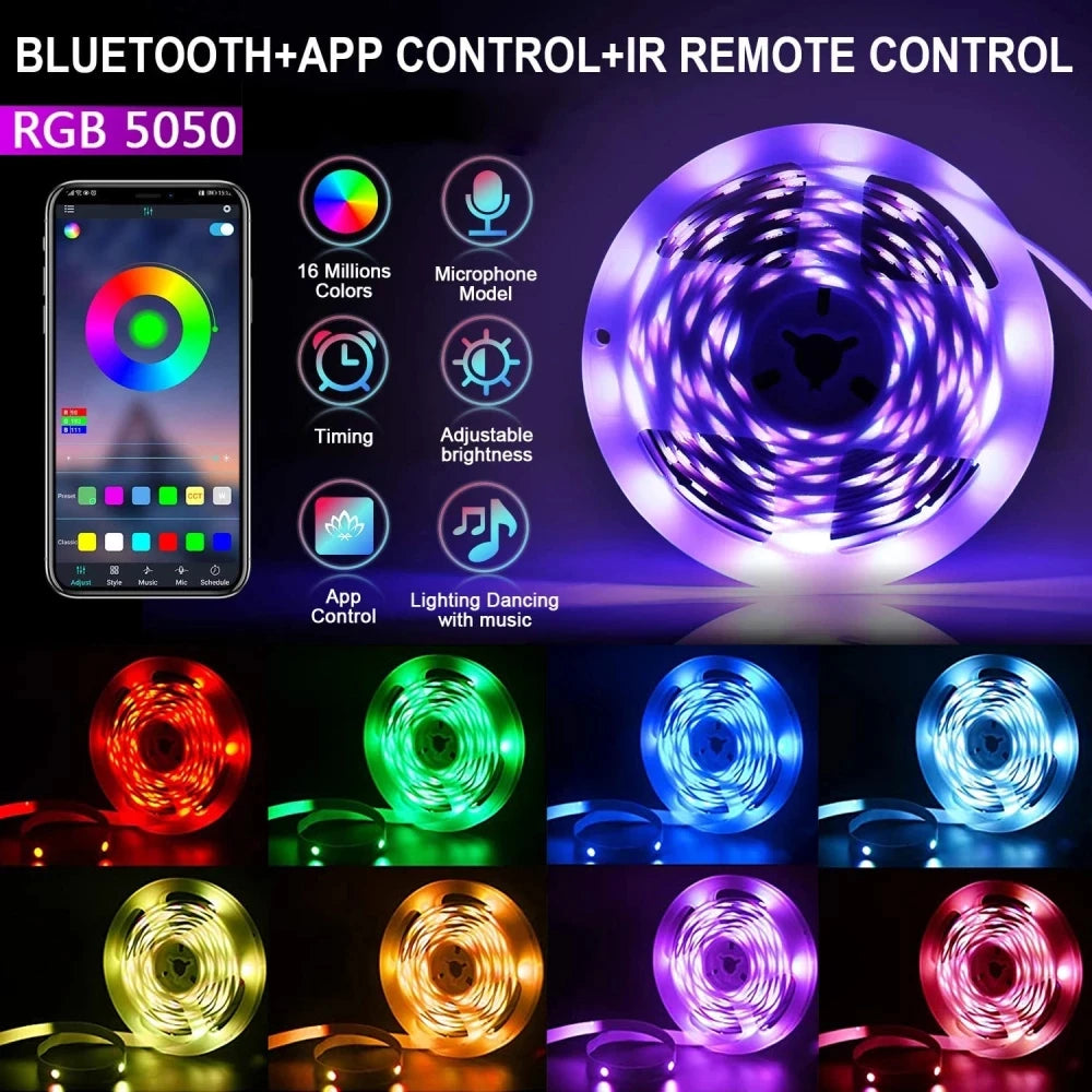 1-30Meter 5050 RGB Led Strip Lights USB Led Strip Bluetooth Tuya WIFI Smart App Control TV Backlight & Room Décor