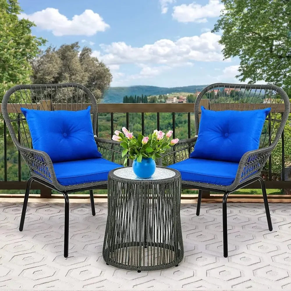 US 3 Pieces Patio Furniture Set Sofa Chair PE Rattan Wicker Outdoor Poolside Yard sillas para jardin exterior  outdoor chair