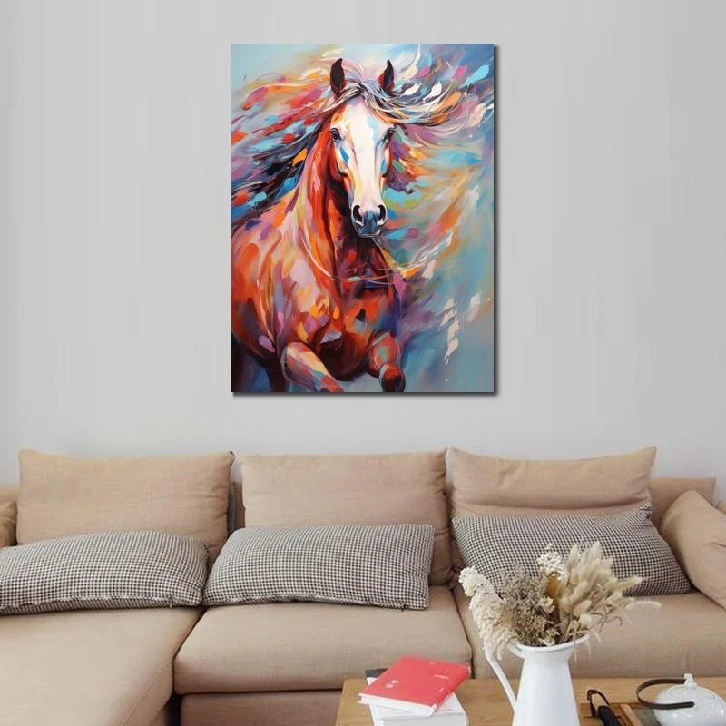 Watercolors Horse Canvas Picture Wall Art Colorful Horses Painting HD Printed Artwork Animal Posters Modern Bedroom Hotel Decor