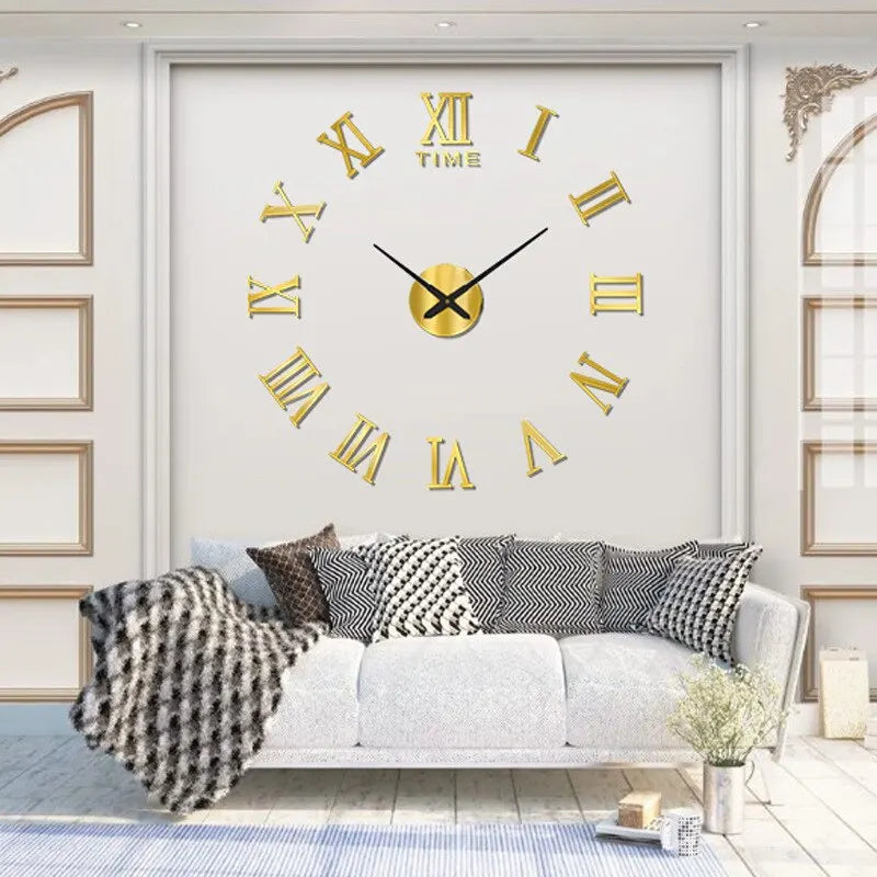 3D  Digital, Acrylic Wall Clock, Roman Numerals Design,  Large Fashion Self Adhesive Clocks