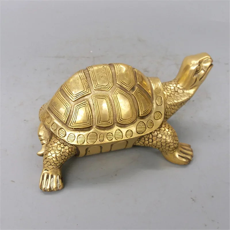 Brass Feng Shui Turtle Tortoise Statue Lucky Animal Sculpture for Longevity Home Office Decoration Figurine Gift Study ornament