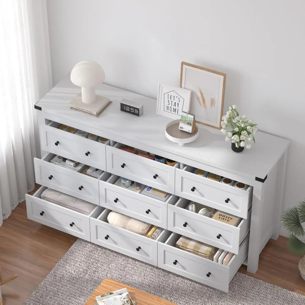 9-Drawer Dresser for Bedroom, Modern Wide Chest of Drawers, Wooden Storage Organizer for Closet, Living Room