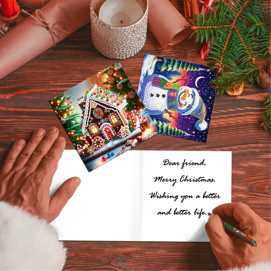 12pcs/Set DIY Diamond Painting Nouveaute 2024 Christmas Cards Christmas Collections Festival Cards For Adult Children DIY Gift