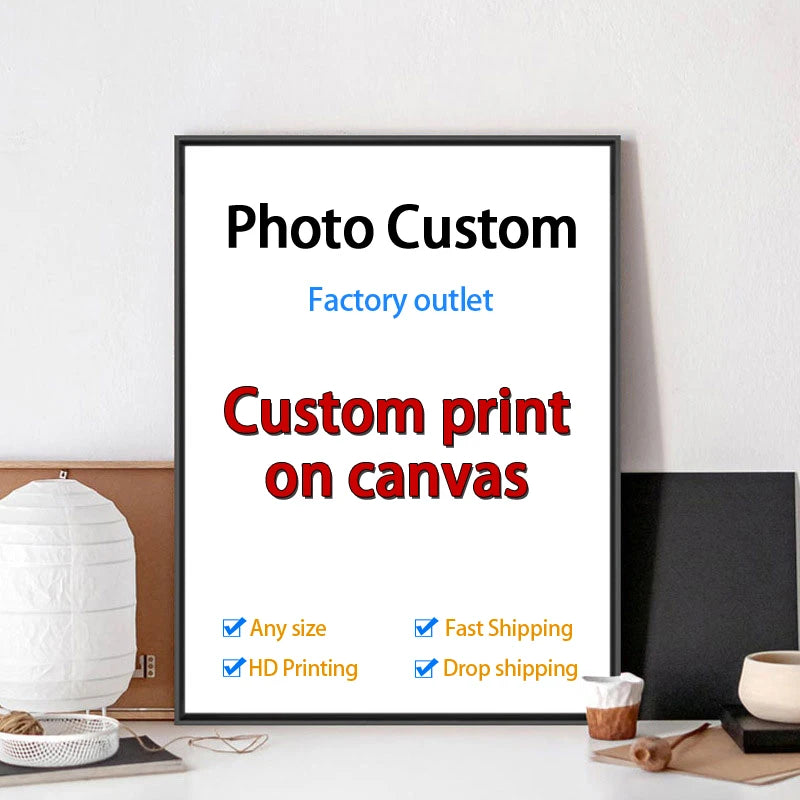 YWDECOR Custom Painting Canvas HD Print Customized Your Picture Personalized Wall Art Poster Photos for Living Room Home Decor