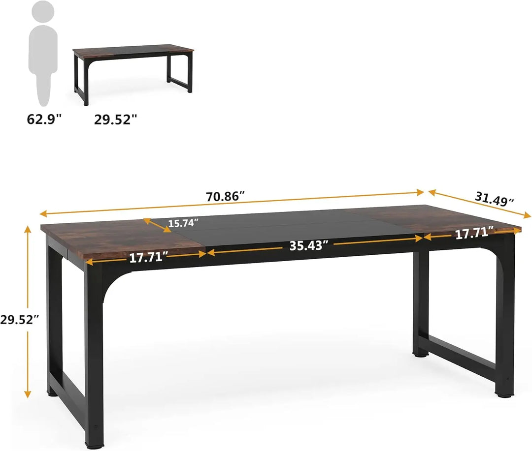 70.8 "administrative desk, large office computer desk with thickened frame, modern minimalist workstation business furniture