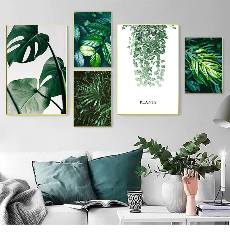 Nature Tropical Palm Leaf Monstera Wall Art Canvas Painting Nordic Posters And Prints Wall Pictures For Living Room Home Decor