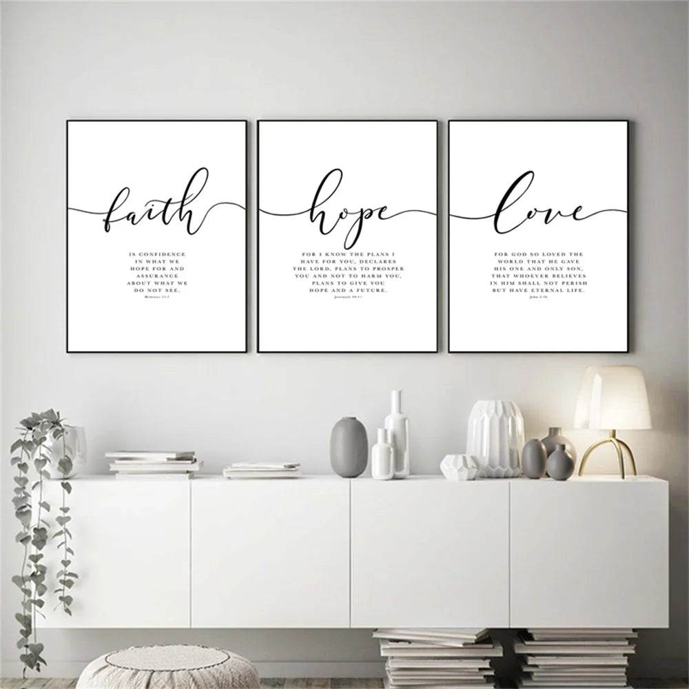 Faith Hope Love Bible Verse Wall Art Posters And Prints Nordic Style Wall Picture For Living Room Christian Decorate Frameless