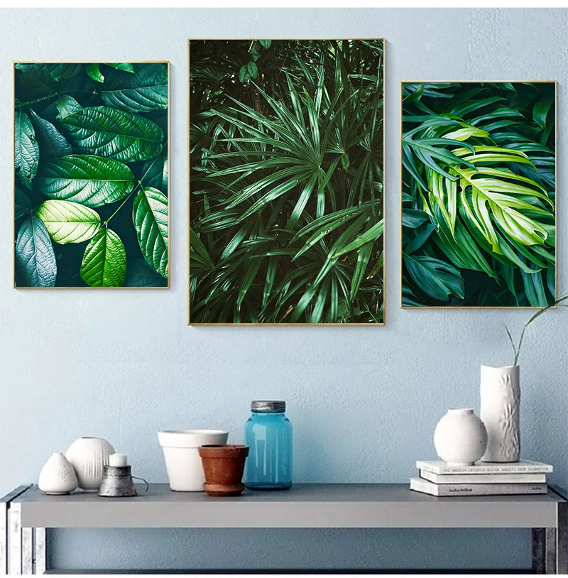 Nature Tropical Palm Leaf Monstera Wall Art Canvas Painting Nordic Posters And Prints Wall Pictures For Living Room Home Decor