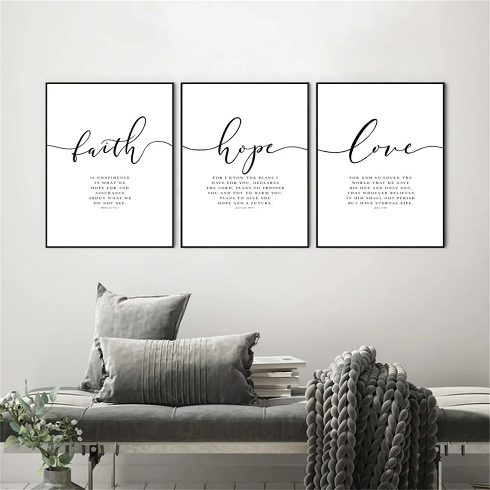 Faith Hope Love Bible Verse Wall Art Posters And Prints Nordic Style Wall Picture For Living Room Christian Decorate Frameless