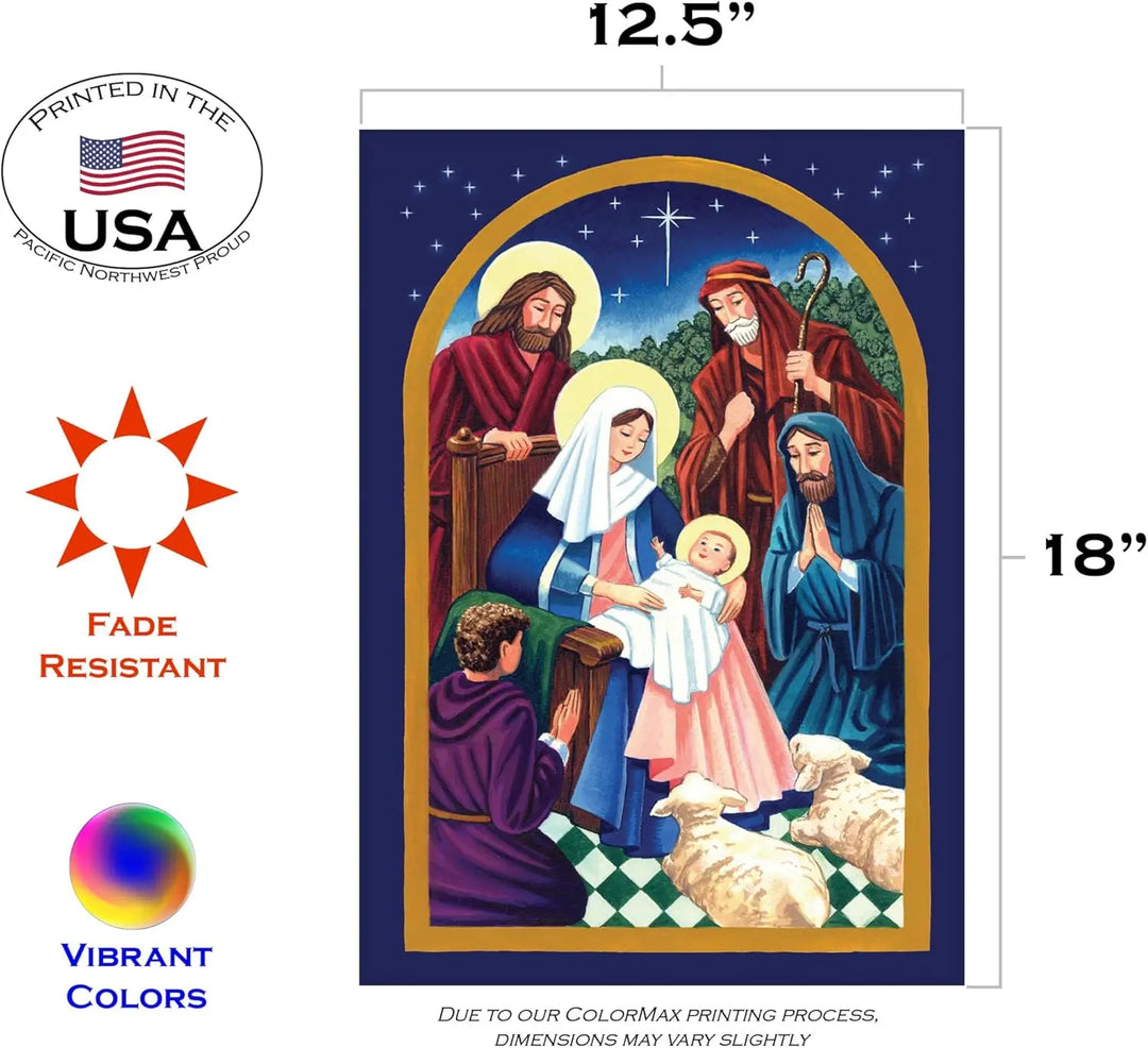 Toland Home Garden 111242 Nativity Night Christmas Flag 12x18 Inch Double Sided Christmas Garden Flag for Outdoor House Winter F