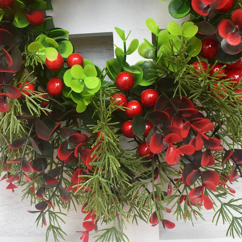 Christmas Wreath Artificial Red Berries Decoration Interior Wall Decoration