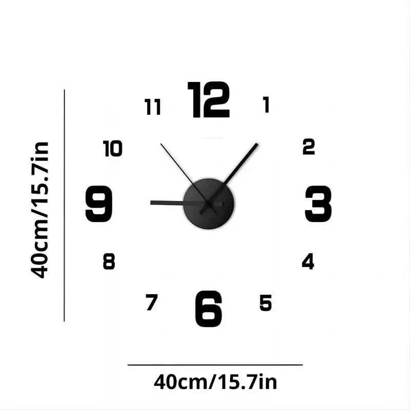 DIY Wall Clock for Home Office 40cm Frameless Modern 3D Wall Clock Mirror Stickers Hotel Room Design School Decoration Decor