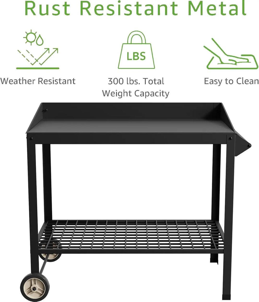 Metal Potting Bench with Wheels Planting Table for Outdoor Gardening Work Benches for Outside Potters Station Weatherproo