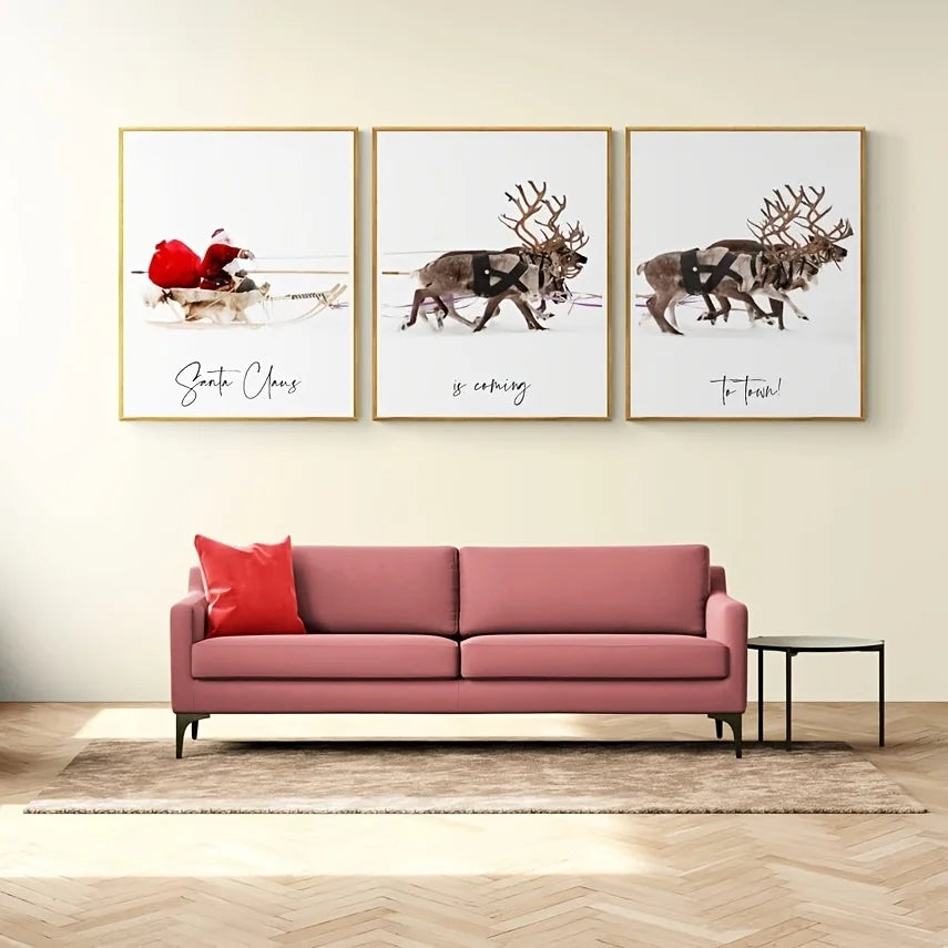 Canvas Poster Print Santa Claus Is Coming To Town Christmas Wall Art