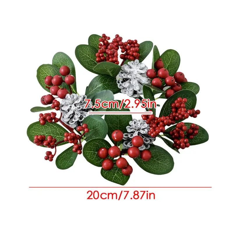 Christmas Candle Rings Christmas Artificial Red Berries Pinecones Kitchen Cabinet Wreaths Candle Rings