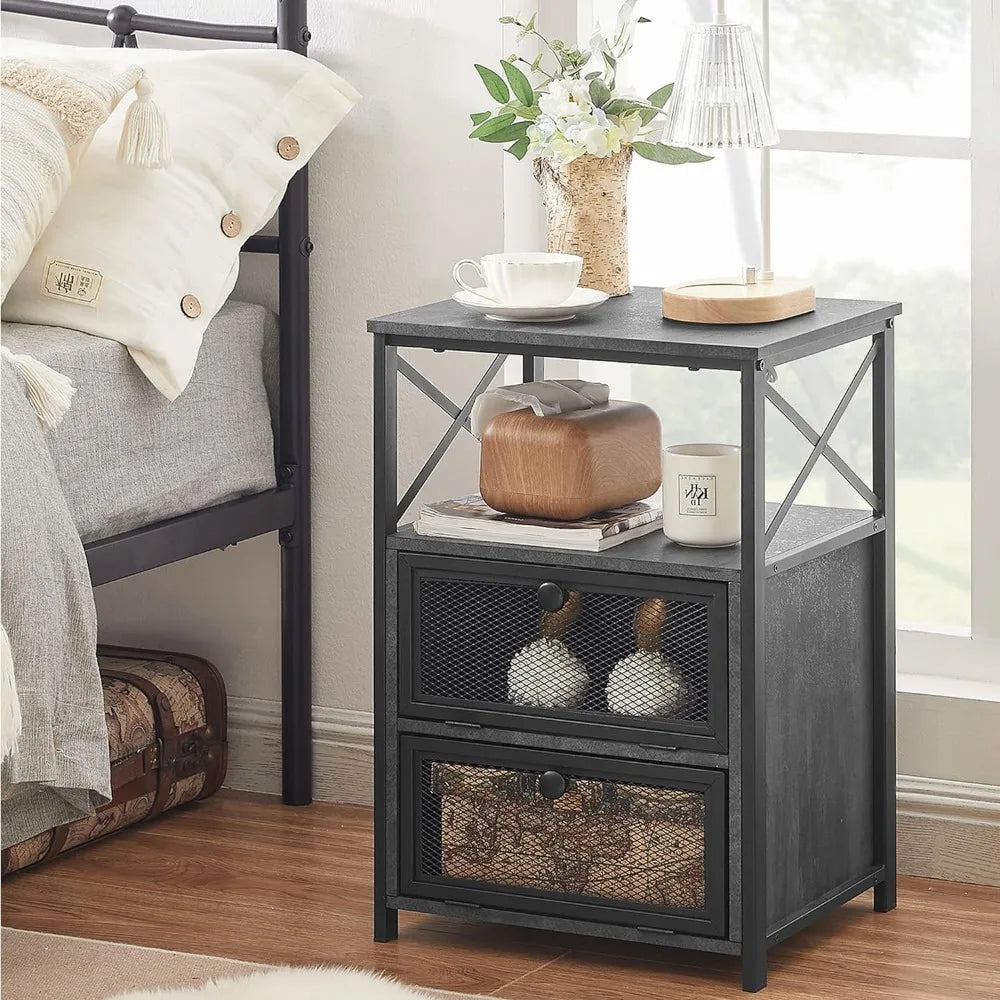 Set of 1 Home Furniture Modern Night Stand for Bedroom Nightstand With Drawer Bedroom Bedside Table Charcoal Grey