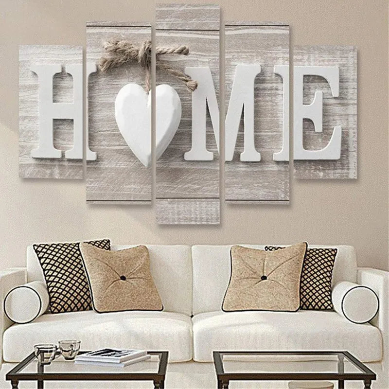 5 Piece HOME Sign Canvas Wall Art Painting Modern Decor Abstract Painting Artwork On Canvas Print Picture Decoration for Bedroom