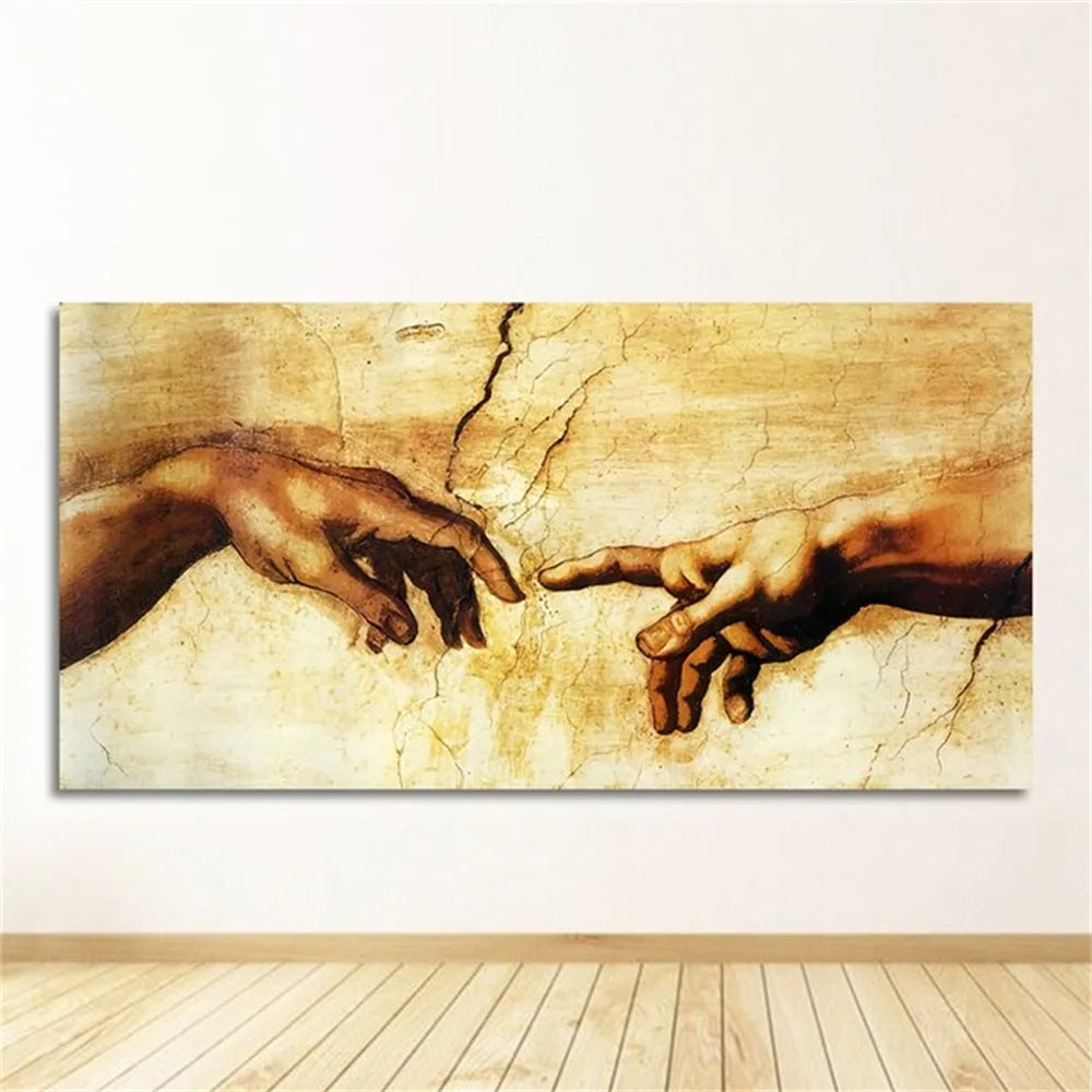 Creative Hand of God Classical Famous Painting Poster Prints Artwork Religion Canvas Painting Wall Art Living Room Home Decor