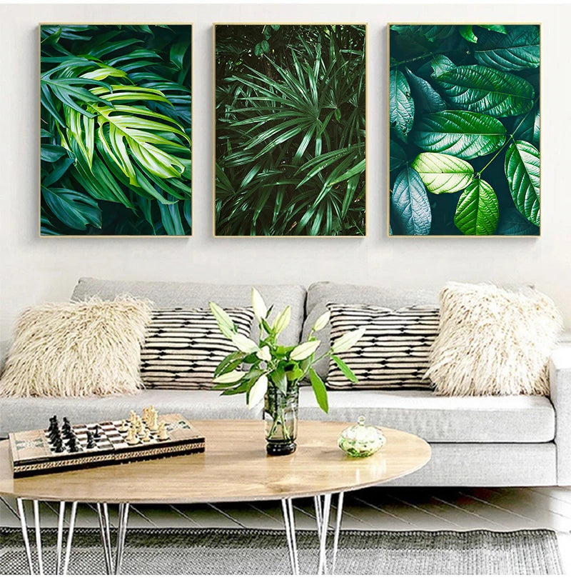 Nature Tropical Palm Leaf Monstera Wall Art Canvas Painting Nordic Posters And Prints Wall Pictures For Living Room Home Decor