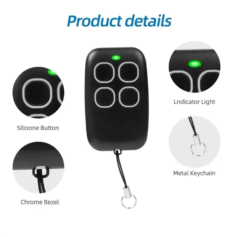 Garage Door RF Remote Control Duplicator 433MHz Code Grabber Clone Gate Key Fob Command Hand Transmiter 4 Buttons waterproof