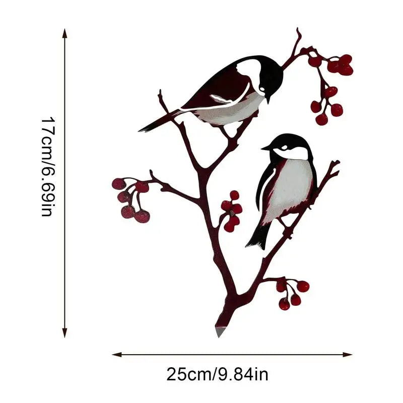 Metal Chickadee Decoration Outside Garden Decoration Rust Birds On Branch Metal Bird Tree Art Garden Backyard Patio Outdoor