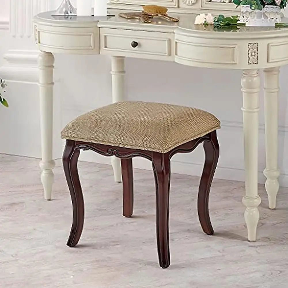 Handcrafted Cherry Finish Vanity Stool Traditional Style  Exclusive Home/Garden Perfect