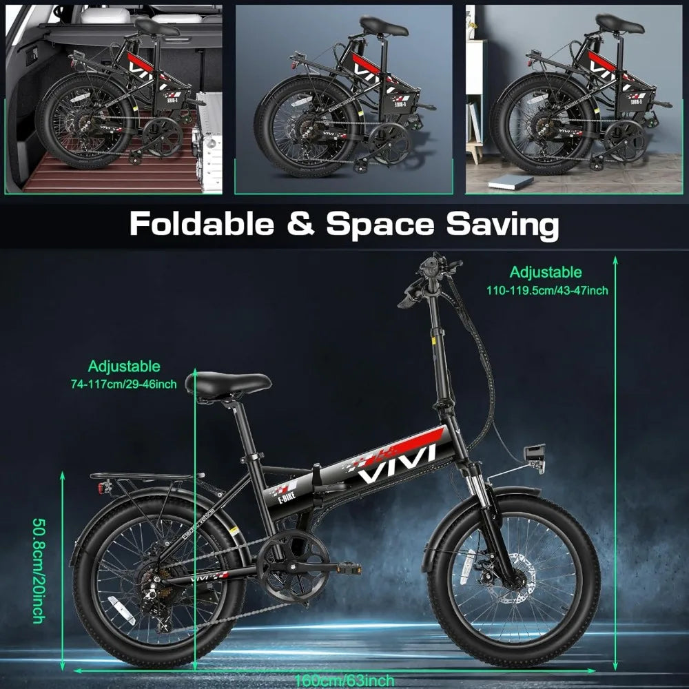 Electric Bike, 20" Folding 500W Ebikes for Adults,Foldable Ebike, 7 Speed Adult Commuter Bike Cruise Control, UL 2849 Certified