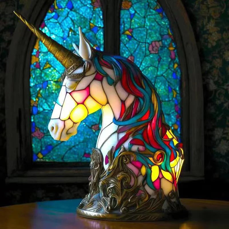 Animal Table Lamp Series,Stained Glass Cat,Dragon,Wolf,Horse,Owl,Dolphin,Turtle,Elephant,Mermaid Table Lamp Night Light