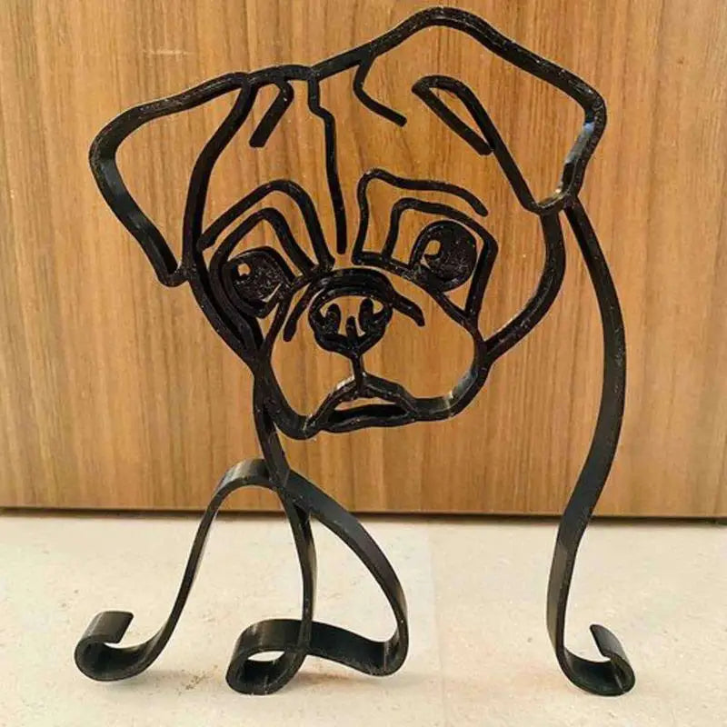 Metal Dog Art Sculpture Modern Abstract Minimalist Art Animal Ornaments Pet Dog Crafts Home Study Office Desktop Decoration