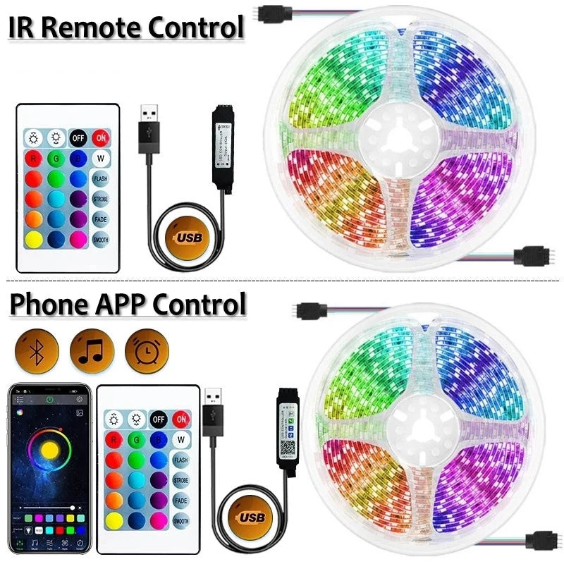 USB Led RGB Strip Light DC5V 5050 Bluetooth 44K Smart APP TV Backlights