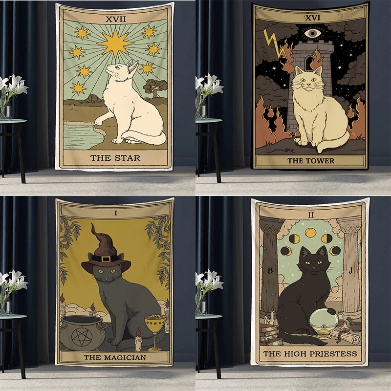 Tarot Cat Claw Tapestry Wall Hanging  Boho Witchcraft Decor Home  Hippie Mattress Girls Dormitory