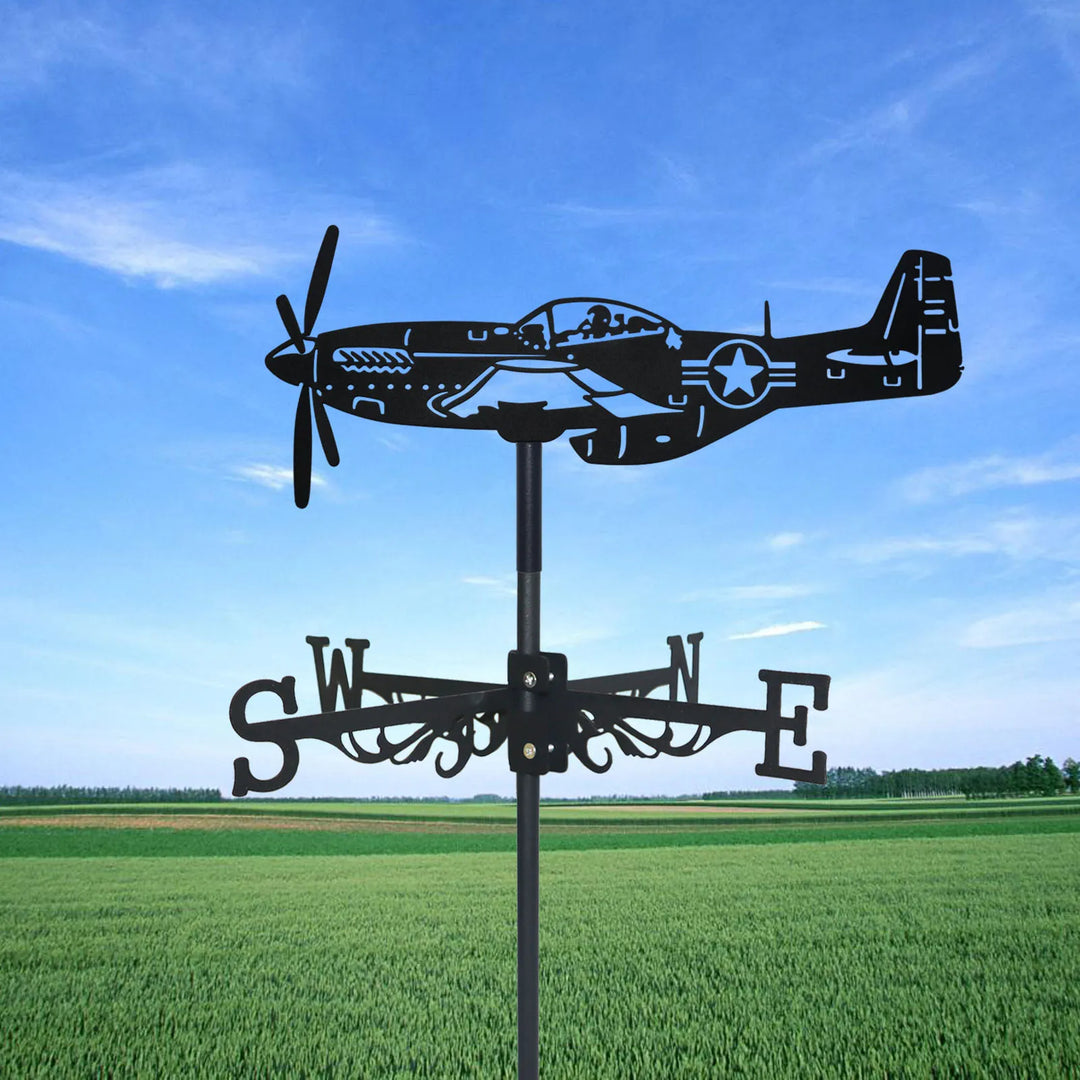 Fighter Weathervane Silhouette Art Black Metal Air Force Pilot Wind Vanes Outdoors Decorations Garden For Roof Yard Building