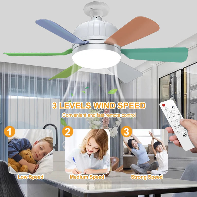 40W Socket Fan Light bombilla con ventilador de techo Smart Remote Control Ceiling Led  Bulb E27 Lamp For Bedroom Living Room