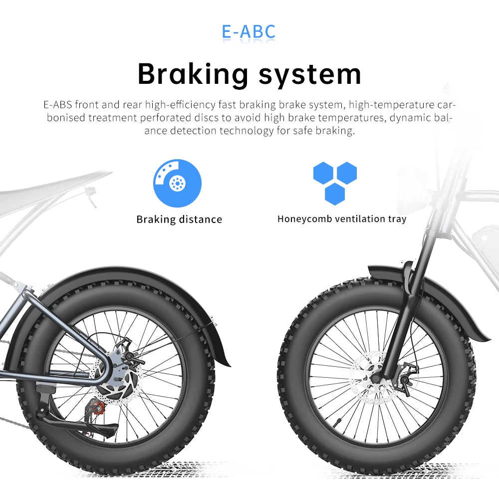 IDOTATA T1 Electric Bike 1000W Motor 48V20AH Lithium Battery 55Kmh 20‘’*4.0 Fat Tires Electric Bicycle For Adults Mountain EBike