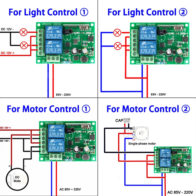 QIACHIP 433 MHz AC 110V 220V 2CH RF Remote Control Switch Controller + Universal RF Relay Receiver For Light Garage Door Opener