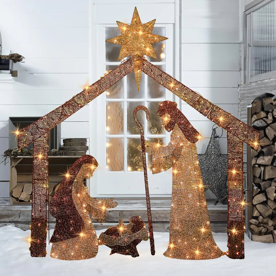 Christmas Nativity Scene Decorations Lighted Outdoor Scene, Holy Family Yard Decoration