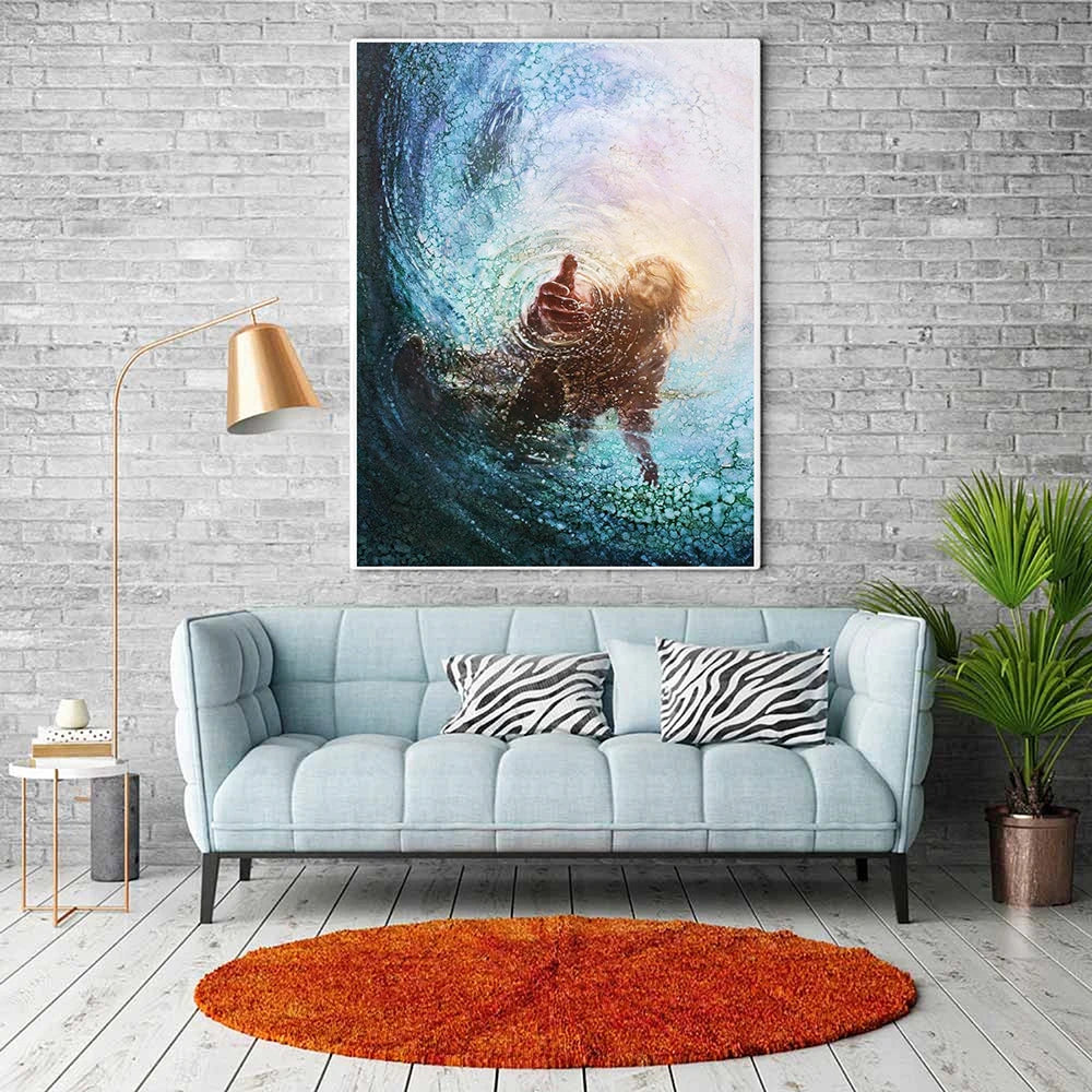 Hand of God Painting Jesus Poster Canvas Print Art Modern Wall Art Jesus Poster Christian Decoration Unframed