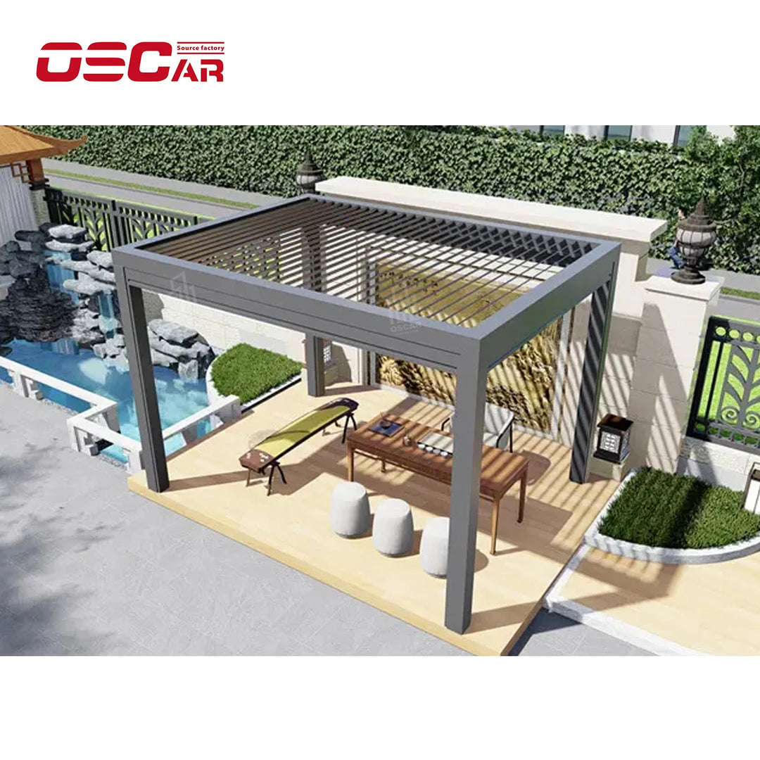 Oscar Luxury Pergola Aluminio 4X3 Louvre Roof Hotel Garden Furniture Shade Cover Patio Waterproof Gazebo