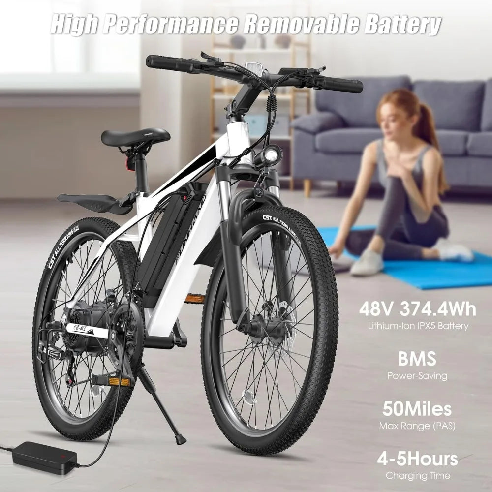 Electric Bike for Adults, Peak 750W Ebike, 50Miles 21.7MPH Adult Electric Bicycles, 26" Electric Mountain Bike, Commuter E Bike