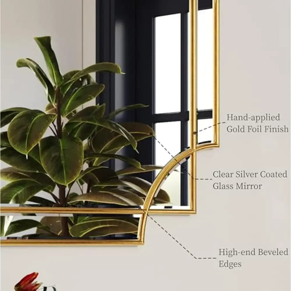 Large Gold Foil Traditional Wall Mirror 24"x48" Unique Design Beveled Full Length Mirror Home Decor Gift Women Bedroom Living