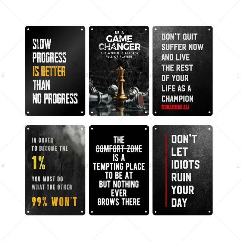 Inspirational Quotes Tin Painting Metal Signage Inspirational Posters Home Bedroom Gym Office Club Wall Art Decor Aesthetics New