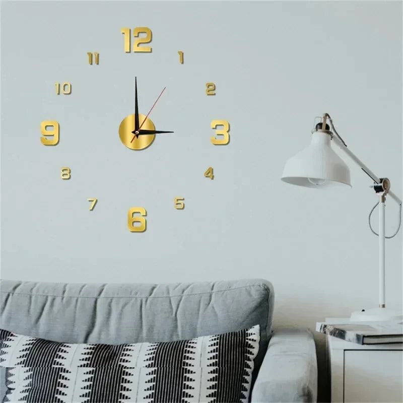 DIY Wall Clock for Home Office 40cm Frameless Modern 3D Wall Clock Mirror Stickers Hotel Room Design School Decoration Decor