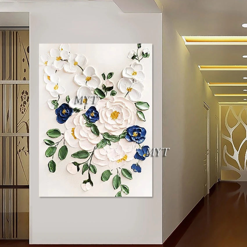 Modern Canvas Oil Painting, Custom Artwork, Palette Knife, Flower, Living Room Wall Picture, Decorative Art, High Quality