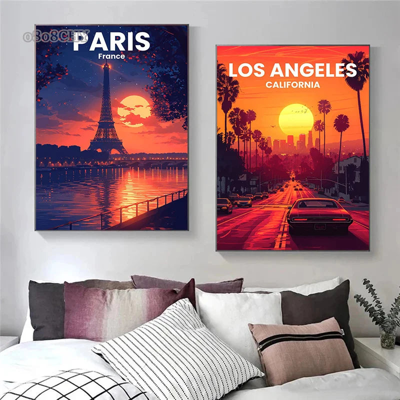 Beautiful Travel City Posters and Prints Canvas Painting World Famous Scenic Spots Mural Modern Home Living Room Wall Art Decor