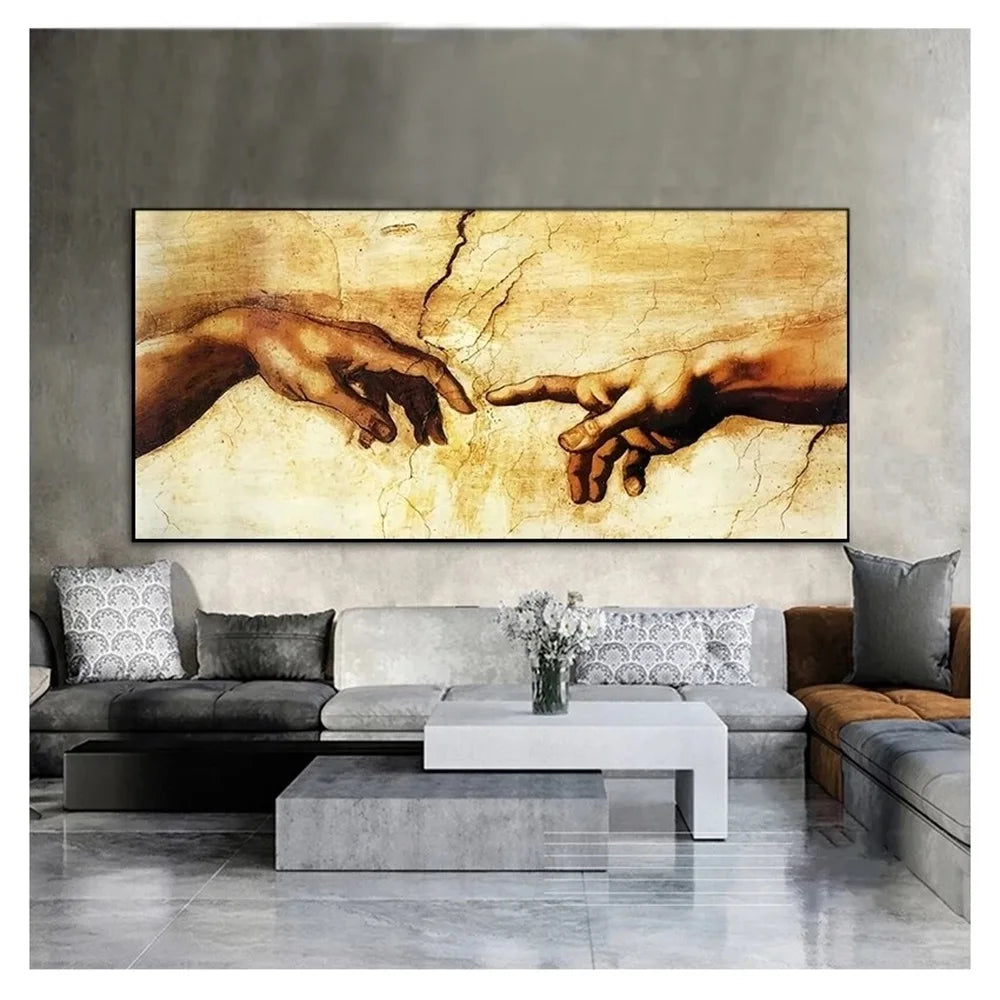 Creative Hand of God Classical Famous Painting Poster Prints Artwork Religion Canvas Painting Wall Art Living Room Home Decor