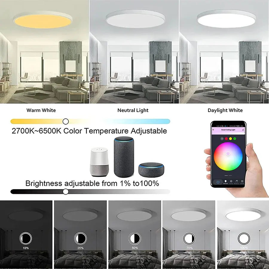 Tuya WiFi Smart LED Ceiling Light AC220V 24W RGB For Bedroom Living Room Home Decor Round Light Works With Alexa Google Home