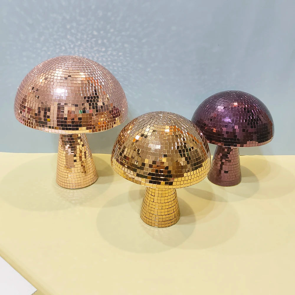 Retro Reflective Mushroom Shape Disco Mirror Ball DJ Light Modern Home Decor for Prom House Party Room Sculptures and Figurines