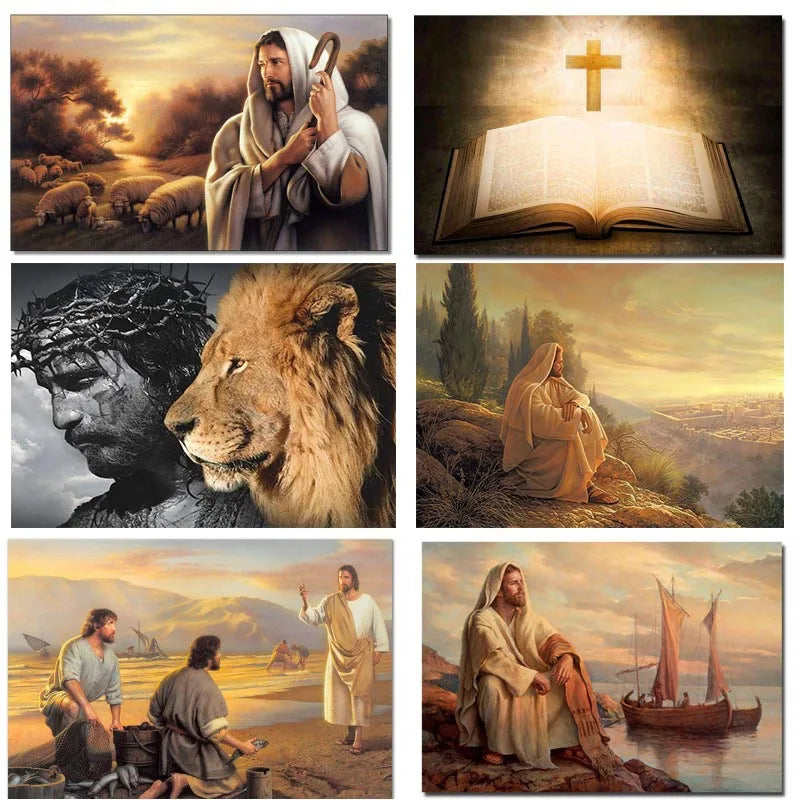 Christian God Famous Painting Jesus Herding The Sheep Canvas  Prints Wall Art for Any Room Décor