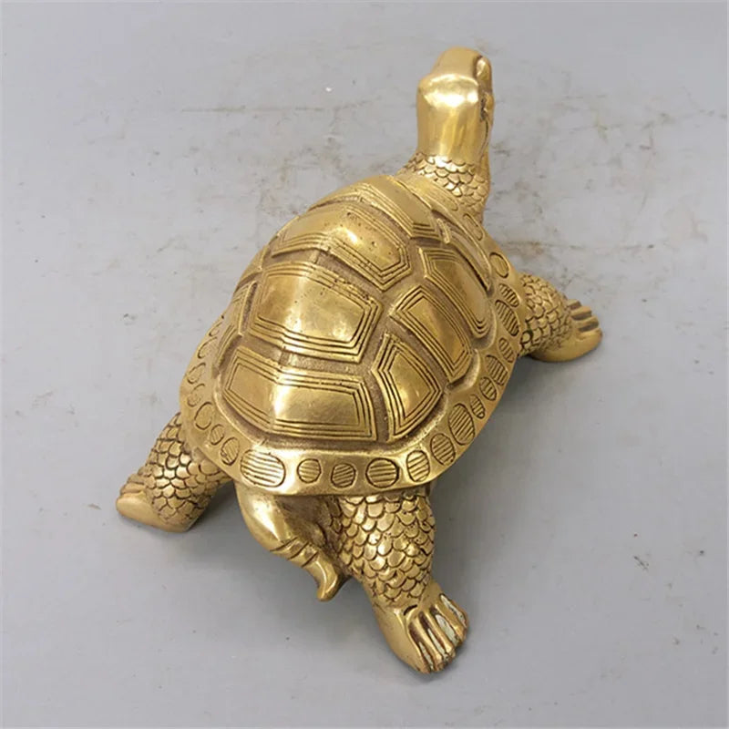 Brass Feng Shui Turtle Tortoise Statue Lucky Animal Sculpture for Longevity Home Office Decoration Figurine Gift Study ornament